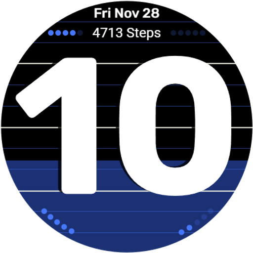 A circular image of the Peek Hour watch face showing exactly how it would appear on a watch.